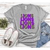 Hustle & Heart NC Lions Purple Repeating Graphic Tee