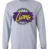 Hustle & Heart NC Lions Purple/Yellow Grey Leopard Graphic Tee