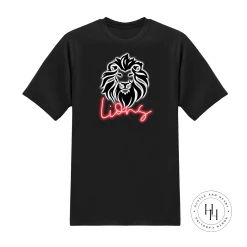 Hustle & Heart NC Lions Red Neon Mascot Neon Mascots