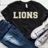 Hustle And Heart NC Lions White/Gold Faux Chenille Letters Graphic Tee Faux Chenille And Glitter Letter Patch Tees