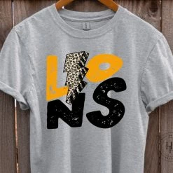 Hustle And Heart NC Lightning Bolt Designs Lions Yellow Gold/Black Lightning Bolt Graphic Tee