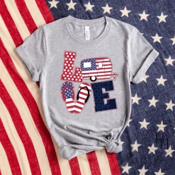 Hustle & Heart NC LOVE Patriotic Camper Screenprint Transfer Transfers