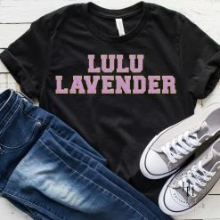 Hustle And Heart NC Faux Chenille And Glitter Letter Patch Tees Lulu Lavender Faux Chenille Letters Graphic Tee
