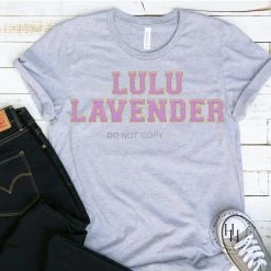 Hustle And Heart NC Lulu Lavender Grey Tee Faux Chenille Letters Graphic Tee