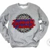 Hustle & Heart NC Lutheran Central Saints Red And Royal Blue Faux Glitter Leopard Circle Designs