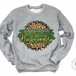 Hustle & Heart NC Faux Glitter Leopard Circle Designs MacArthur High School Highlanders Green