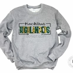 Hustle & Heart NC School Doodle Designs MacArthur Highlanders Green/Yellow/Black Doodle Graphic Tee