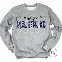 Hustle & Heart NC School Doodle Designs Madison Blue Streaks Doodle Graphic Tee