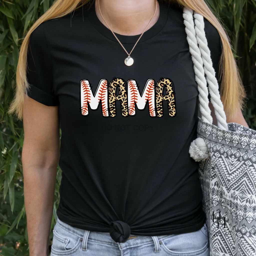 Hustle & Heart NC Mother's Day Mama Baseball/Leopard Graphic Tee