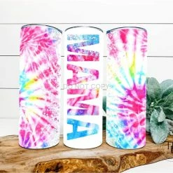 Hustle & Heart NC Mama Bright Tie Dye Completed 20oz Skinny Tumbler