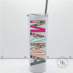 Hustle & Heart NC MAMA Half Leopard Completed 20oz Skinny Tumbler