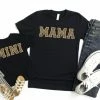 Hustle And Heart NC Mama Leopard Faux Chenille Letters Graphic Tee Faux Chenille And Glitter Letter Patch Tees