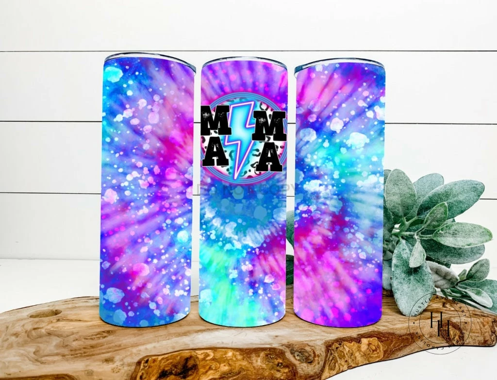 Hustle & Heart NC Mama Lighting Bolt Tie Dye Completed 20oz Skinny Tumbler Tumbler Of The Week