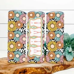Hustle & Heart NC Tumbler Of The Week Mama Retro Floral Completed 20oz Skinny Tumbler