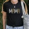 Hustle & Heart NC Mama Soccer/Leopard Graphic Tee Mother's Day