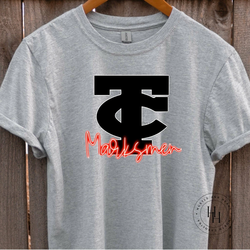 Hustle & Heart NC Marksmen Red Neon Mascot