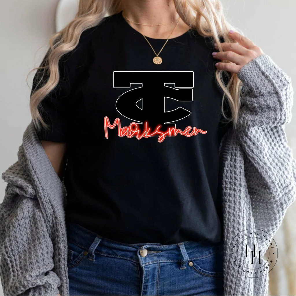 Hustle & Heart NC Marksmen Red Neon Mascot