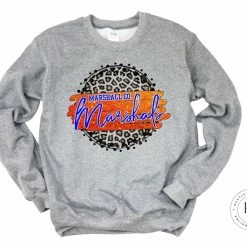 Hustle & Heart NC Marshal Co Marshals Orange/Blue With White Outline Faux Glitter Leopard Circle Designs