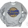 Hustle & Heart NC Martin Chargers Blue And Yellow Gold Faux Glitter Leopard Circle Designs