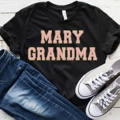 Hustle And Heart NC Mary Grandma Faux Chenille Letters Graphic Tee