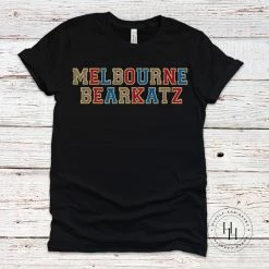 Hustle And Heart NC Faux Chenille And Glitter Letter Patch Tees Melbourne Bearkatz Faux Chenille Letters Graphic Tee