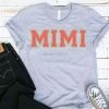 Hustle And Heart NC Faux Chenille And Glitter Letter Patch Tees Mimi Coral/Gold Faux Chenille Letters Graphic Tee
