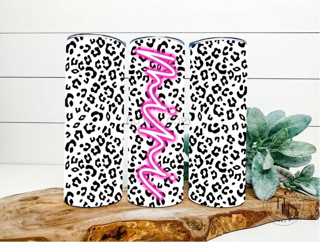 Hustle & Heart NC Mini Neon Leopard Completed 20oz Skinny Tumbler Tumbler Of The Week