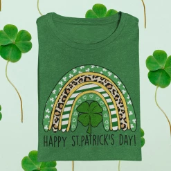 Hustle & Heart NC St. Patrick's Day Happy St Patricks Day Rainbow Graphic Tee