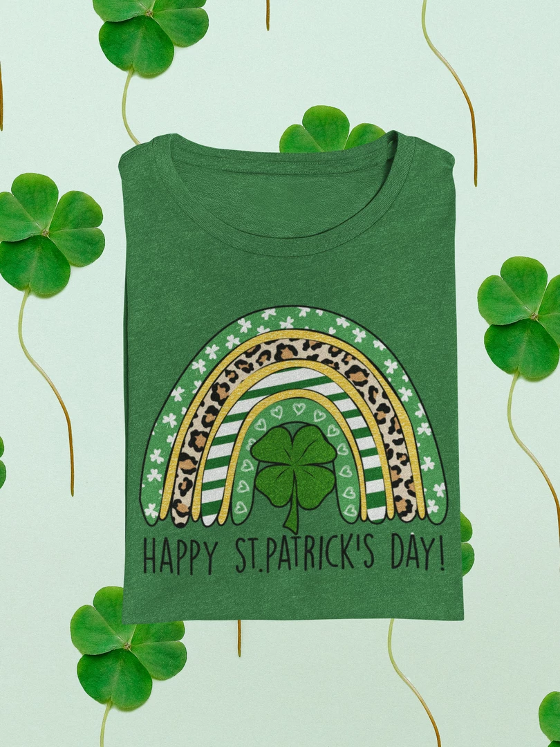 Hustle & Heart NC St. Patrick's Day Happy St Patricks Day Rainbow Graphic Tee