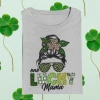 Hustle & Heart NC St. Patrick's Day One Lucky Mama Leopard St Patricks Day Rainbow Graphic Tee