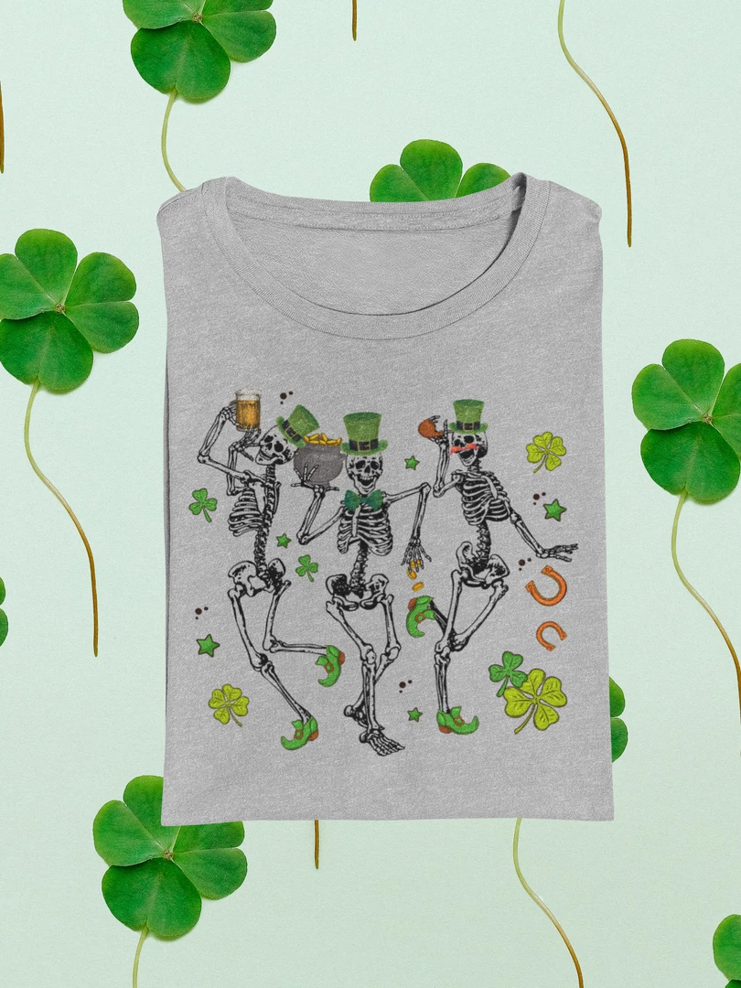 Hustle & Heart NC Dancing Skeletons St Patricks Day Graphic Tee St. Patrick's Day
