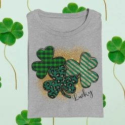 Hustle & Heart NC Extra Lucky Shamrock Trio St Patricks Graphic Tee