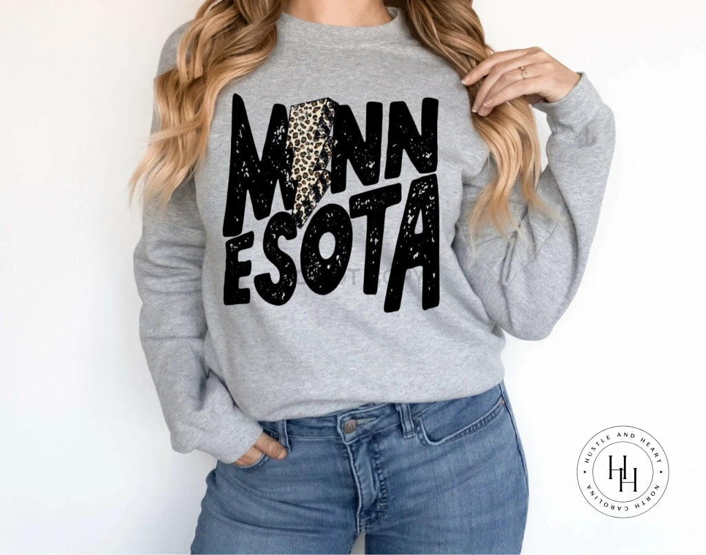 Hustle And Heart NC Lightning Bolt Designs Minnesota Lightning Bolt Graphic Tee