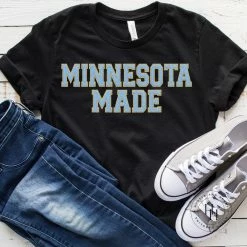 Hustle And Heart NC Minnesota Made Black Tee Faux Chenille Letters Graphic Tee Faux Chenille And Glitter Letter Patch Tees