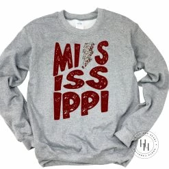 Hustle And Heart NC Lightning Bolt Designs Mississippi Lightning Bolt Graphic Tee