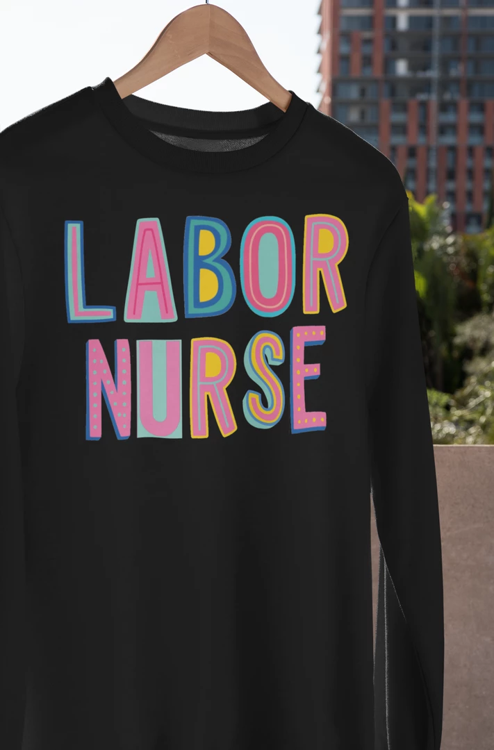 Hustle And Heart NC Labor Nurse Colorful Graphic Tee Colorful Block Mascots