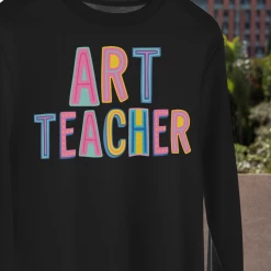 Hustle And Heart NC Colorful Block Mascots Art Teacher Colorful Graphic Tee