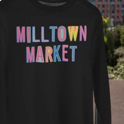 Hustle And Heart NC Milltown Market Colorful Graphic Tee Colorful Block Mascots