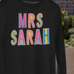 Hustle And Heart NC Mrs. Sarah Colorful Graphic Tee Colorful Block Mascots