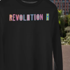 Hustle And Heart NC Colorful Block Mascots Revolution H Colorful Graphic Tee