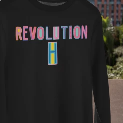 Hustle And Heart NC Colorful Block Mascots Revolution H Colorful Graphic Tee