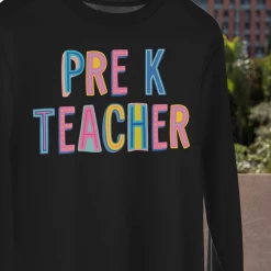 Hustle And Heart NC Pre K Teacher Colorful Graphic Tee