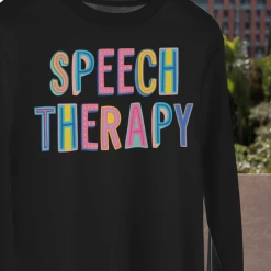 Hustle And Heart NC Speech Therapy Colorful Graphic Tee Colorful Block Mascots