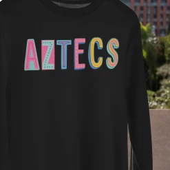 Hustle And Heart NC Aztecs Colorful Graphic Tee Colorful Block Mascots