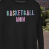 Hustle And Heart NC Basketball Mom Colorful Graphic Tee
