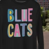 Hustle And Heart NC Colorful Block Mascots Blue Cats Colorful Graphic Tee