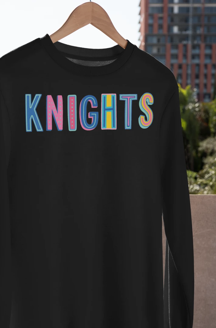 Hustle And Heart NC Knights Colorful Graphic Tee Colorful Block Mascots