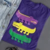 Hustle & Heart NC Mardi Gras Alligator Crocodile New Orleans 2023 Graphic Tee