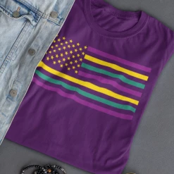 Hustle & Heart NC Mardi Gras Flag New Orleans 2023 Graphic Tee