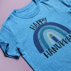 Hustle & Heart NC Happy Hanukkah Rainbow Holiday Graphic Tee